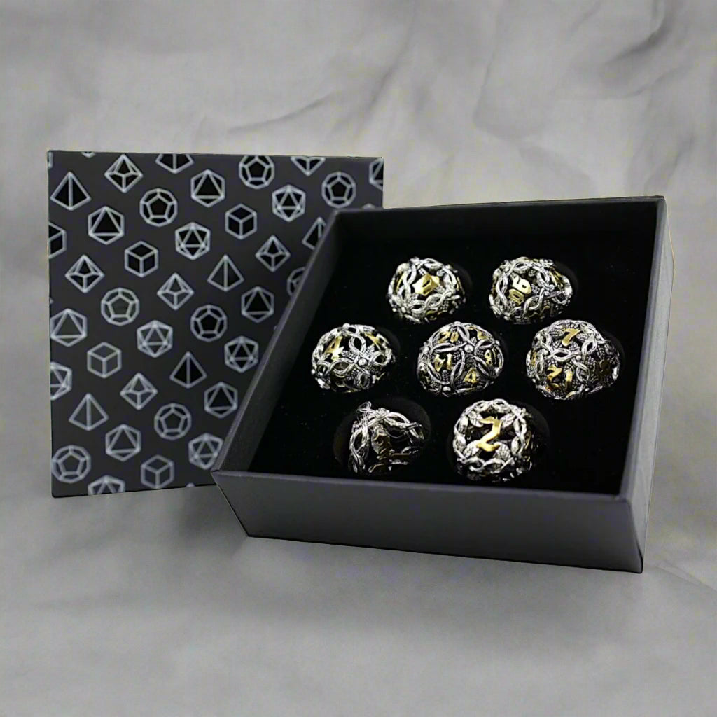 LPG Metal Dice RPG Set Hollow Celtic