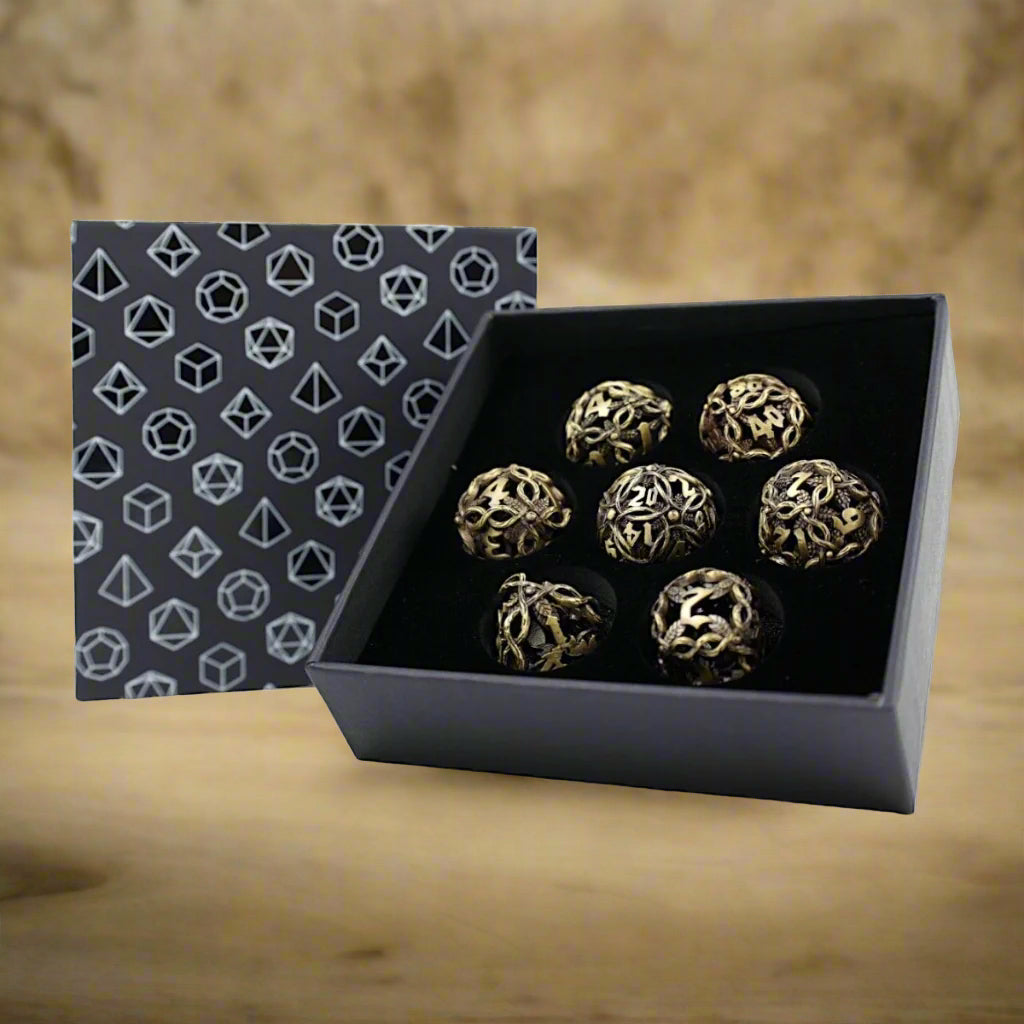 LPG Metal Dice RPG Set Hollow Celtic