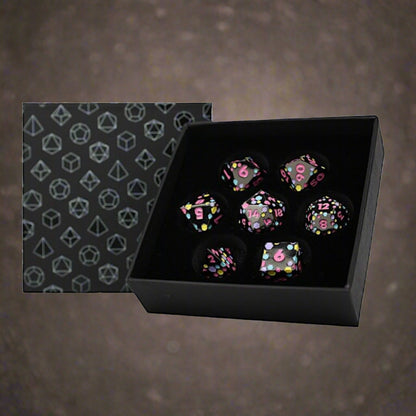 LPG Metal Dice RPG Set Inscripted Hex