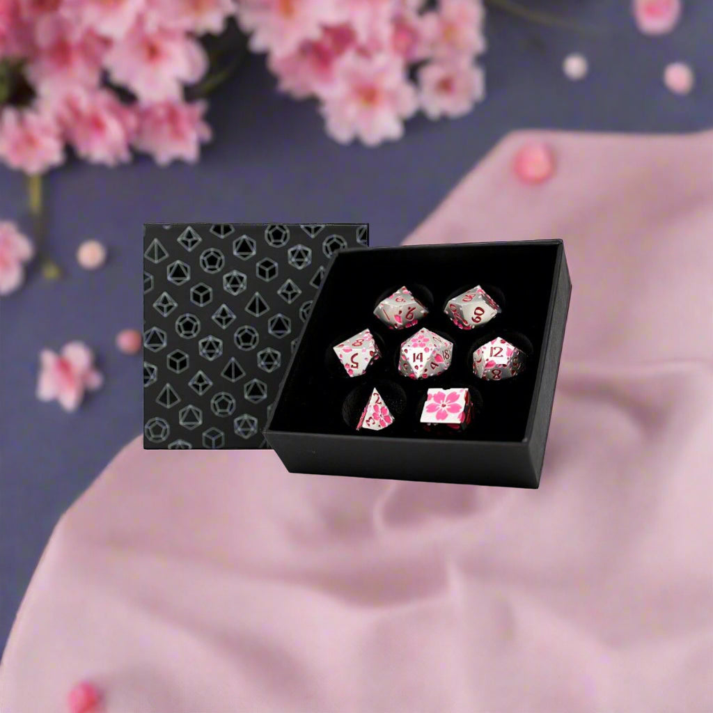 LPG Metal Dice RPG Set Inscripted Sakura