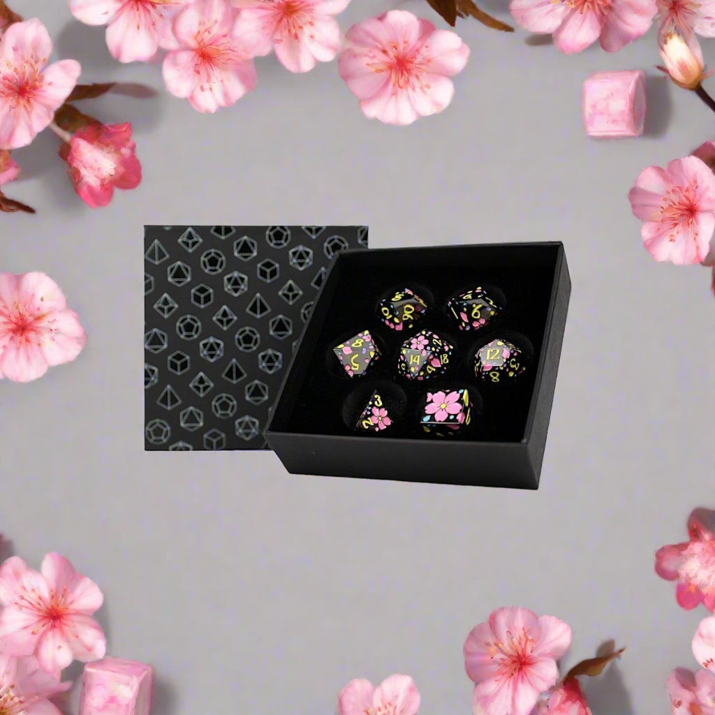 LPG Metal Dice RPG Set Inscripted Sakura