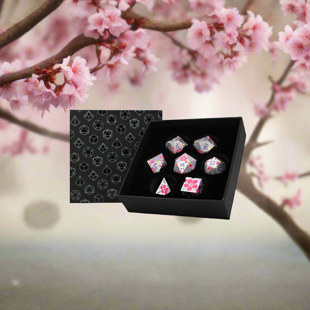 LPG Metal Dice RPG Set Inscripted Sakura