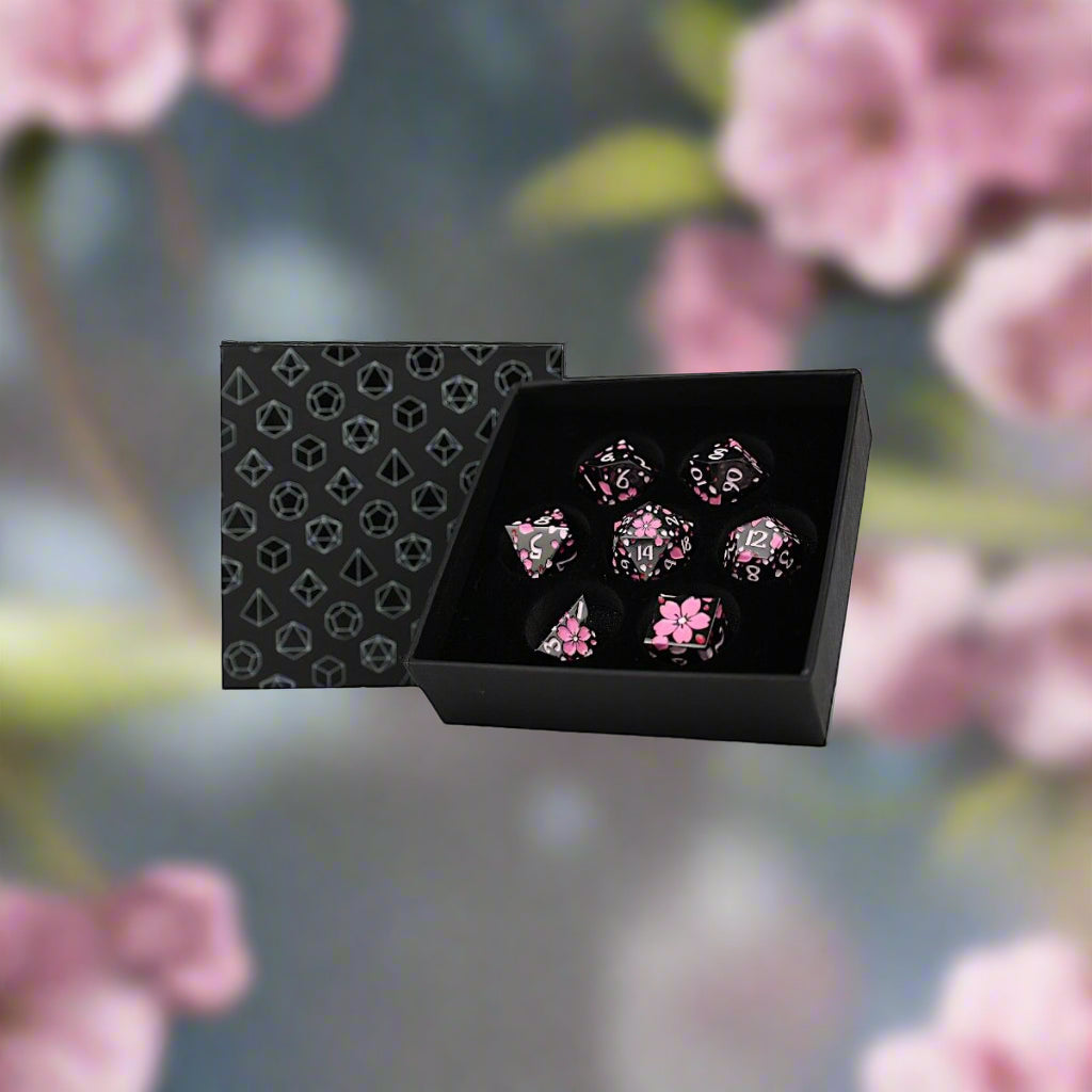 LPG Metal Dice RPG Set Inscripted Sakura