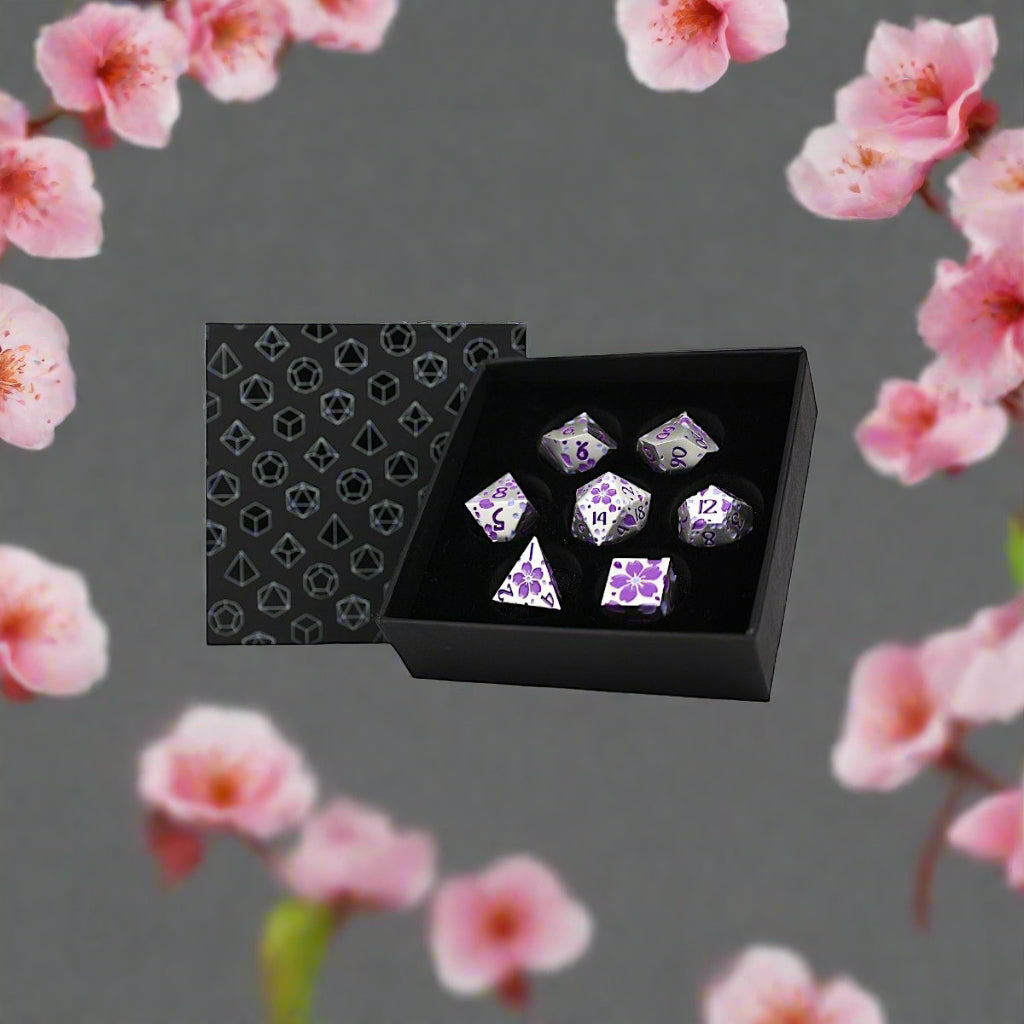 LPG Metal Dice RPG Set Inscripted Sakura