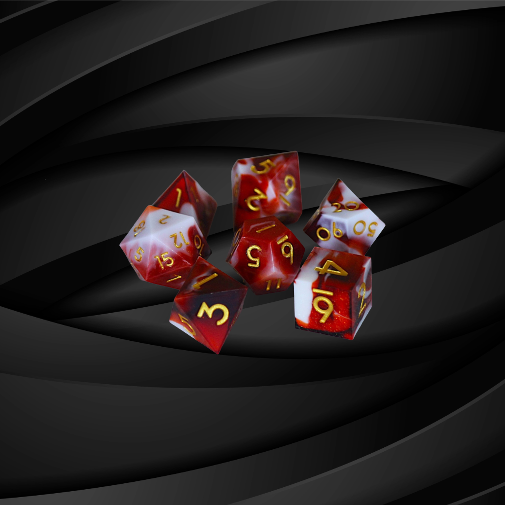 DeckaRolls Solid Colour Sharp Edge 7pc Dice Sets