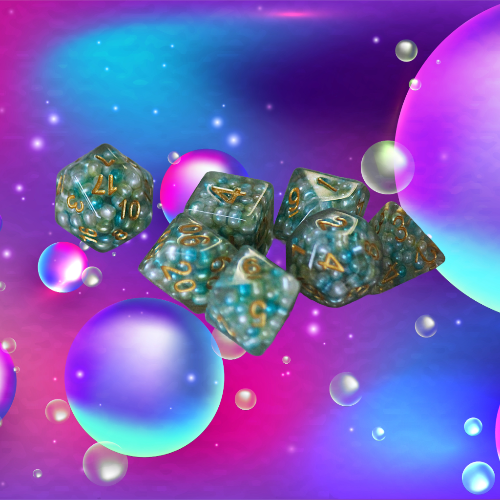 DeckaRolls Colourful Ball Resin 7pc Dice Sets