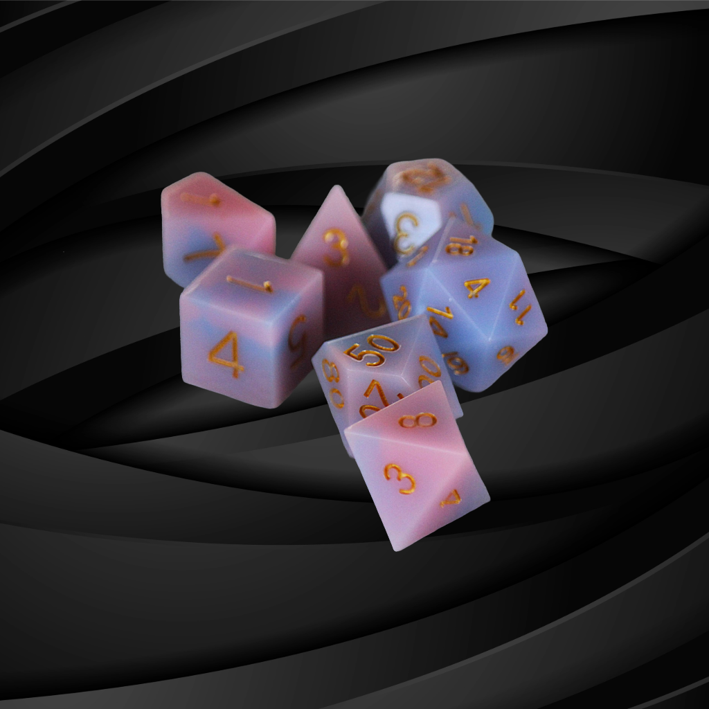 DeckaRolls Solid Colour Sharp Edge 7pc Dice Sets