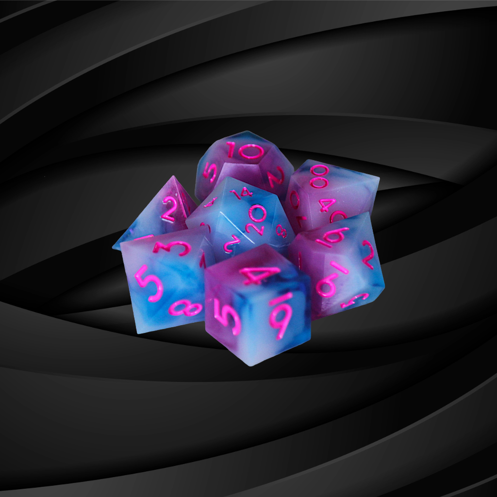 DeckaRolls Solid Colour Sharp Edge 7pc Dice Sets