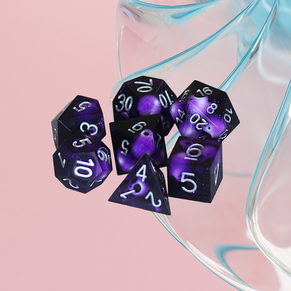 DeckaRolls Sharp Edge Transparent 7pc Dice Sets