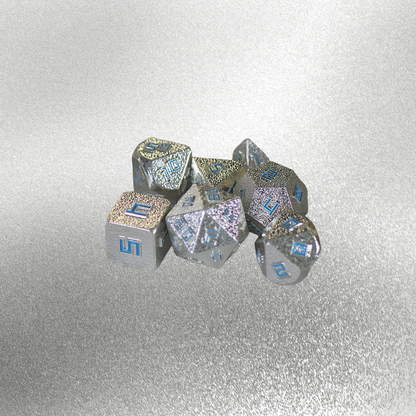 DeckaRolls Metal 7pc Raised Number Dice Sets