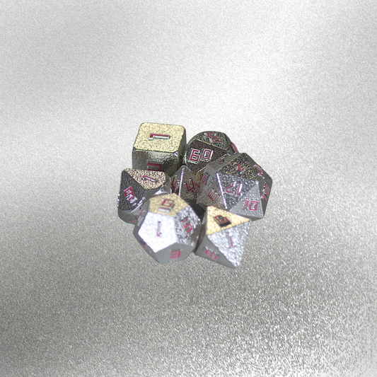 DeckaRolls Metal 7pc Raised Number Dice Sets