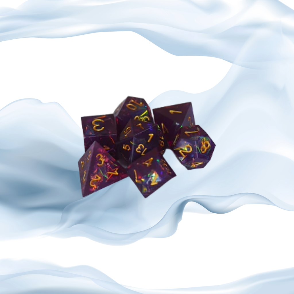 DeckaRolls Sharp Edge Transparent 7pc Dice Sets