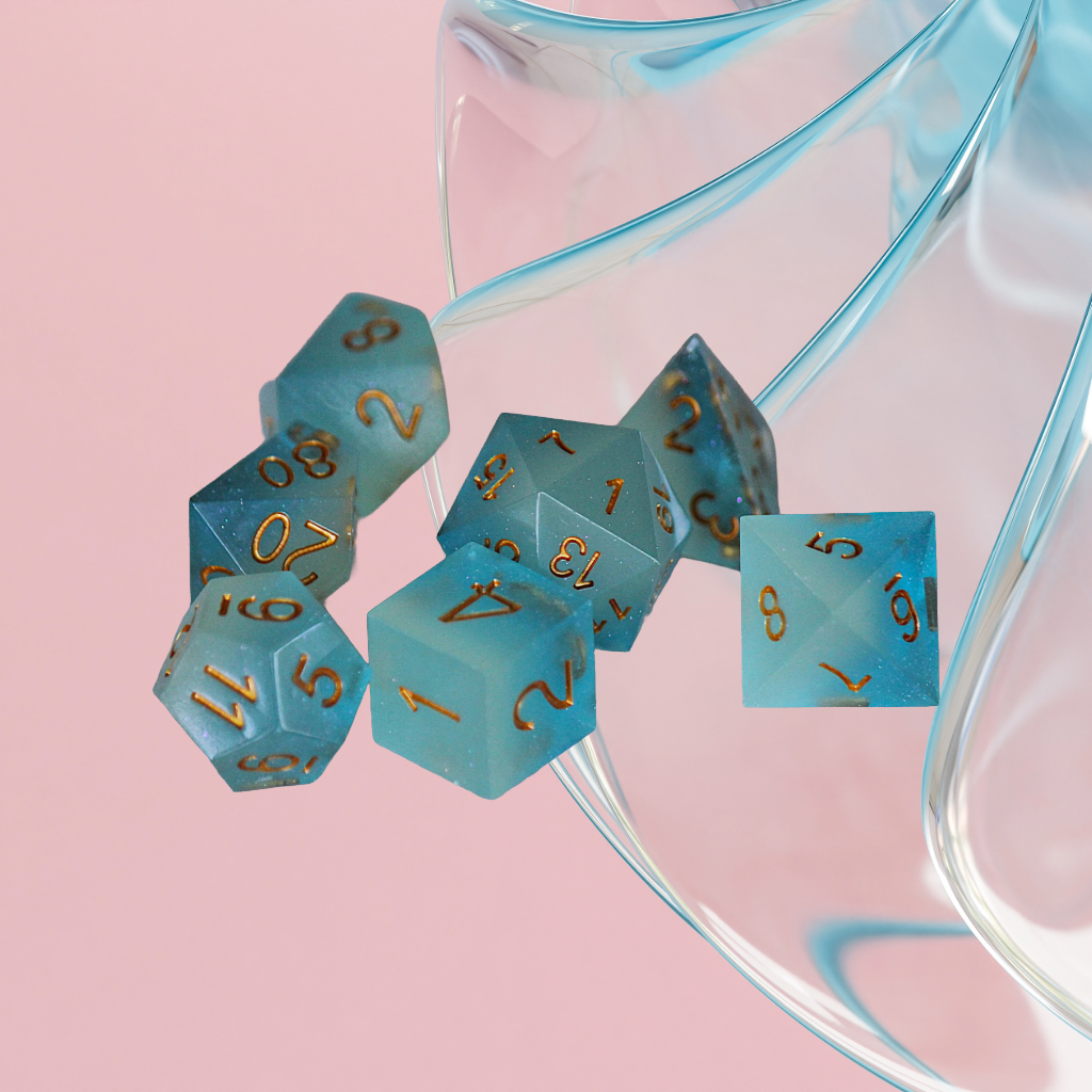 DeckaRolls Sharp Edge Transparent 7pc Dice Sets