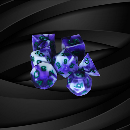 DeckaRolls Solid Colour Sharp Edge 7pc Dice Sets