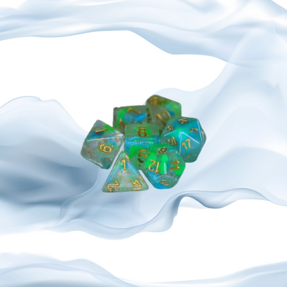 DeckaRolls Sharp Edge Transparent 7pc Dice Sets