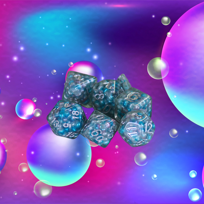 DeckaRolls Colourful Ball Resin 7pc Dice Sets