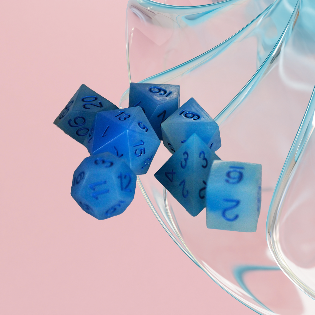 DeckaRolls Sharp Edge Transparent 7pc Dice Sets