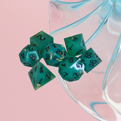 DeckaRolls Sharp Edge Transparent 7pc Dice Sets