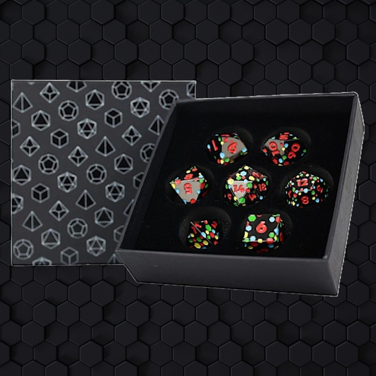 LPG Metal Dice RPG Set Inscripted Hex
