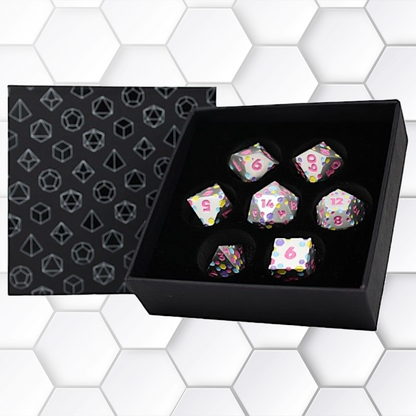 LPG Metal Dice RPG Set Inscripted Hex