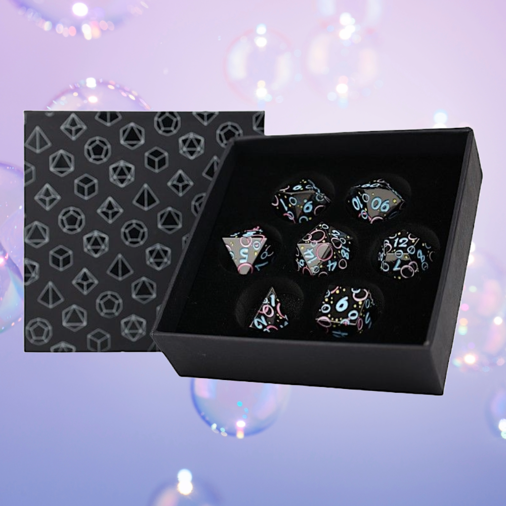 LPG Metal Dice RPG Set Inscripted Bubble