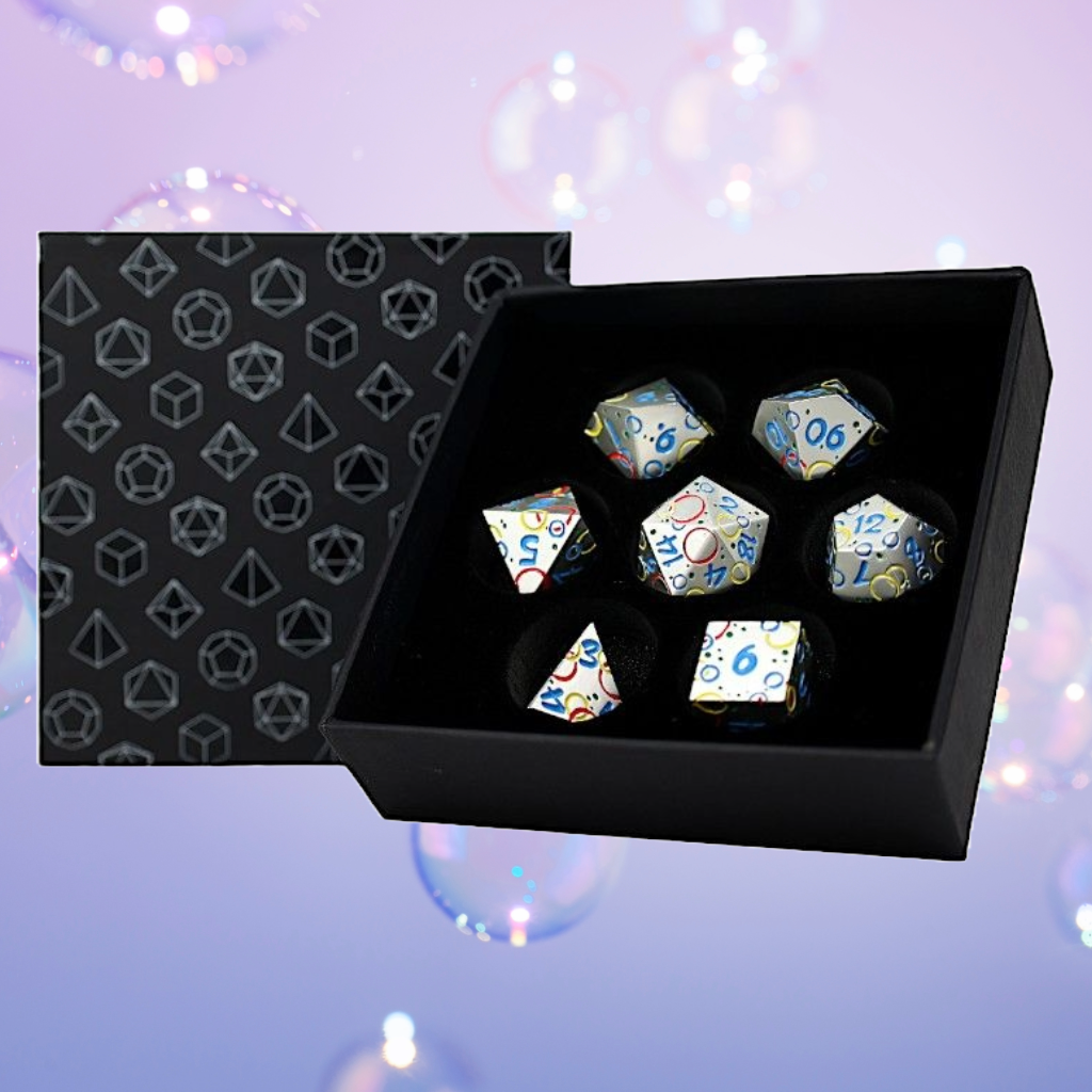LPG Metal Dice RPG Set Inscripted Bubble