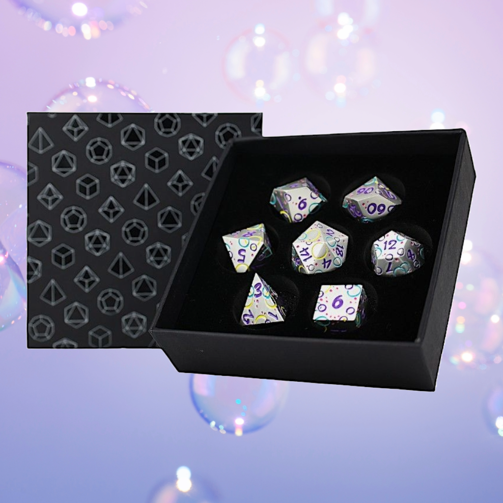 Inscripted Board LPG Metal Dice RPG Set Inscripted Bubble – DeckaDice
