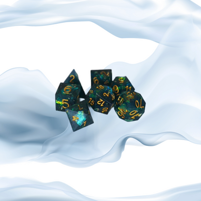 DeckaRolls Sharp Edge Transparent 7pc Dice Sets