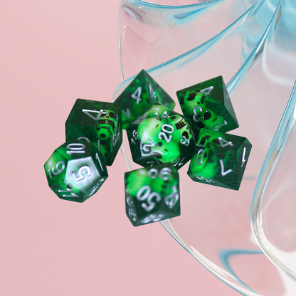 DeckaRolls Sharp Edge Transparent 7pc Dice Sets