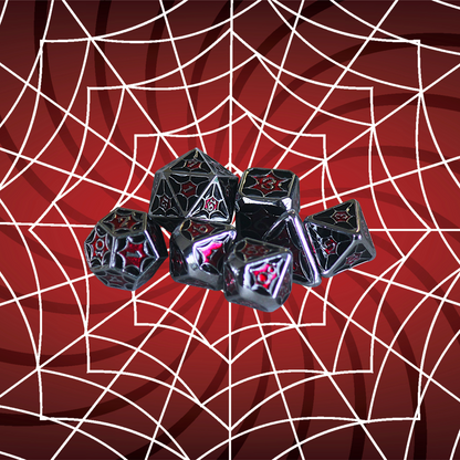 DeckaRolls Metal 7pc Spiderweb Dice Sets